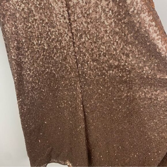 Revelry Gwen Sequin Flutter Sleeve Gown in Mocha 10 - Picture 9 of 12